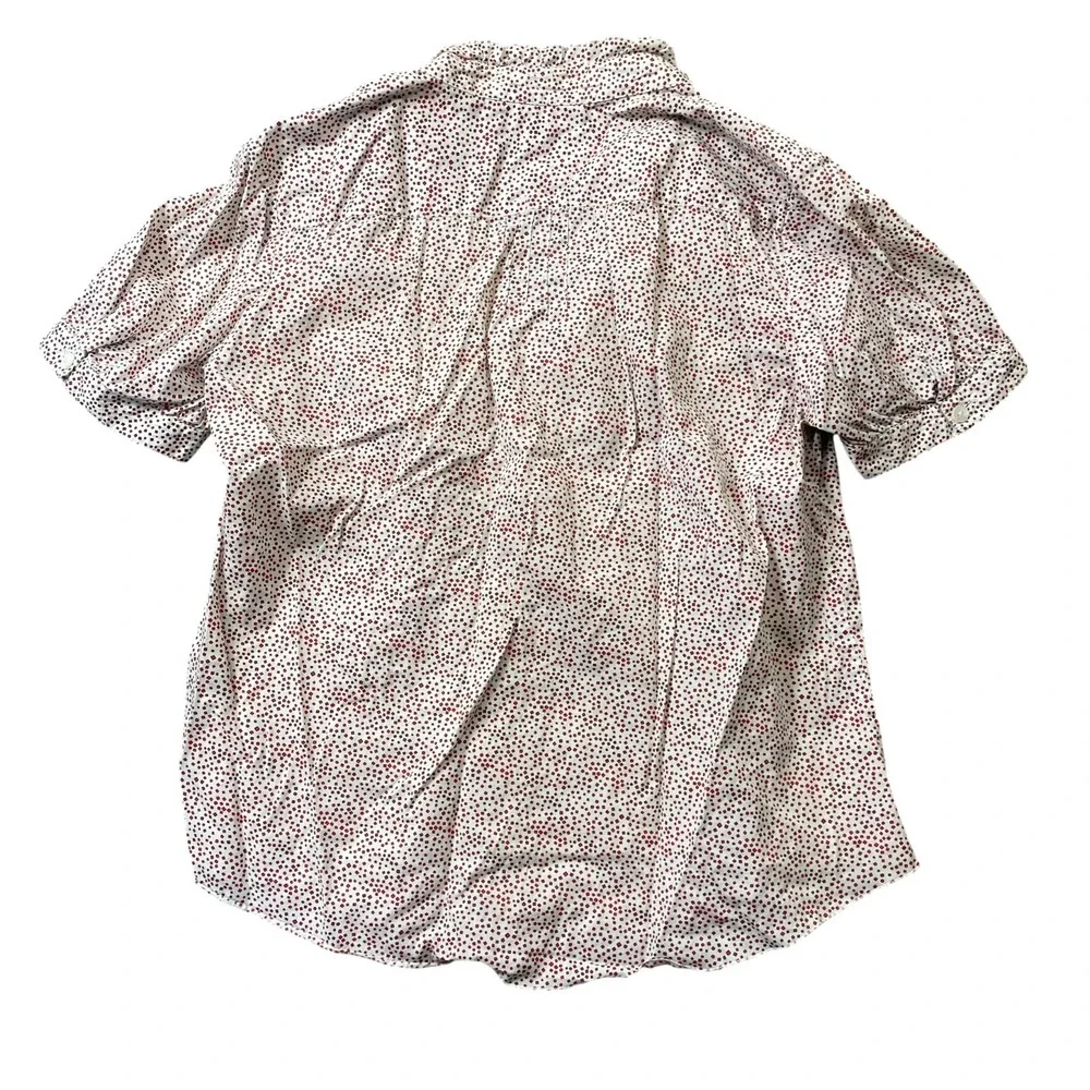 Lafayette 148 New‎ York 4 Blouse Dots Cotton Blend Short Sleeve